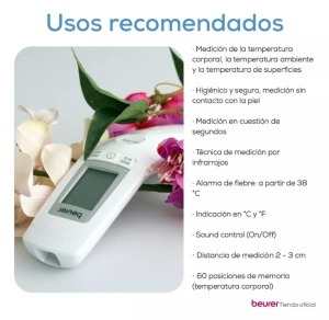 Termometru clinic cu infrarosu fara contact Beurer FT 90 / termometru pentru bebelusi / pentru masurarea usoara a fruntii pentru adulti si copii / afisaj digital / cu baterie, 1 bucata (1 pachet) - Img 6