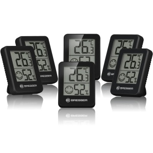 Termometru Hygrometru Bresser 6 piese, digital, cu indicator Smiley, negru