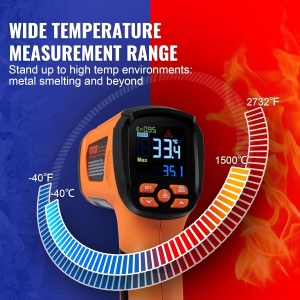 Termometru Infrarosu VEVOR IR05 -40C pana la 1500C, Precizie 501 - Img 3