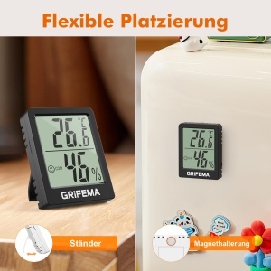 Termometru Mini Digital Grifema GA2902B, Hygrometru, Display LCD, Negru - Img 6
