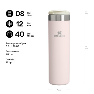 Termos cu capacitate de 0.6L Stanley Aerolight Transit - Usor, Rezistent la varsare, Roz - Img 2