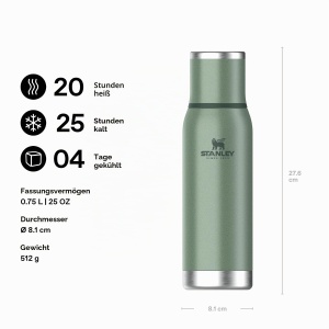 Termos din otel Stanley 1913 Adventure To-Go 0.75L - 20 ore cald - 25 ore rece - Verde - Img 2