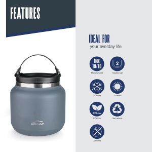 Termos pentru mancare Lacor Eira, 700 ml, inox 1810, dublu perete, argintiu - Img 5