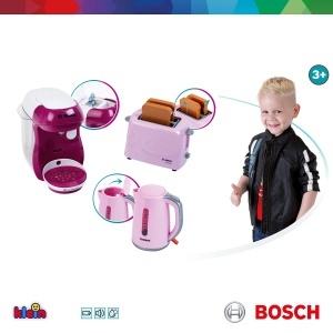 Theo Klein 9597 Bosch Set mic dejun I Set accesorii de bucatarie roz cu prajitor de paine, aparat de cafea si ceainic I cu vesela, tacamuri si oua fals I Jucarii pentru copii de la 3 ani - Img 2