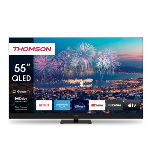 Thomson 55 Zoll (139cm) QLED Plus Google Smart TV, Wi-Fi, Dolby Audio, Bluetooth 5.1, Triple-Tuner (Kabel/Satellit/Antenne), HDMI, CI+, Panou A+ - 55QG6C14