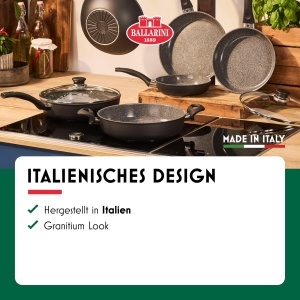 Tigaie BALLARINI Bari, 28 cm, Aluminiu, Antiadherenta, Inductie, NegruGri - Img 5