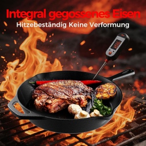 Tigaie din fonta YASHE 26 CM, rezistenta la temperaturi inalte, pentru carne si legume - Img 3