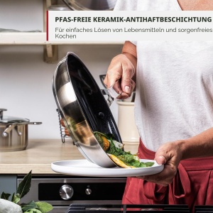 Tigaie din otel inoxidabil KitchenAid 20cm, antiaderenta, PFAS-free, argintie - Img 2