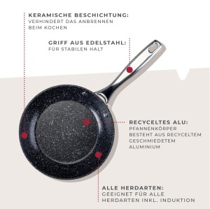 Tigaie FACKELMANN Crossroad 20 cm, din aluminiu reciclat, PFAS-free, neagra - Img 2