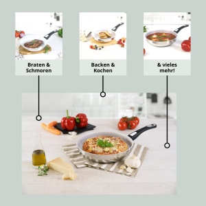 Tigaie Genius Cerafit Steel 24cm cu capac din sticla si maner detasabil compatibila cu toate tipurile de plite - Img 3