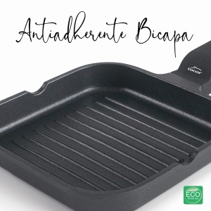 Tigaie grill mini Lacor 25162 100 aluminiu turnat antiaderenta compatibila inductie 14x14 cm negru - Img 6