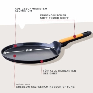 Tigaie pentru clatite Fackelmann Soft O28 cm aluminiu forjat invelis ceramic Greblon CK2 - Img 2