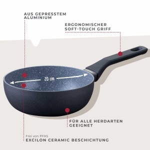 Tigaie wok Fackelmann Cosmo 20 cm aluminiu invelis ceramic Excilon maner Soft-Touch gri - Img 2
