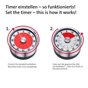 Timer de bucatarie mecanic Westmark Futura 10902260 1-60 minute magnetic inoxABS antracitargintiu - Img 7