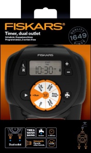 Timer de irigare Fiskars 1054792, 2 iesiri, LCD, negruportocaliu - Img 7
