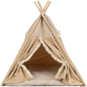 Tipi pentru caini si pisici Trixie Boho, 55x65x55 cm, bej, cu perna detasabila