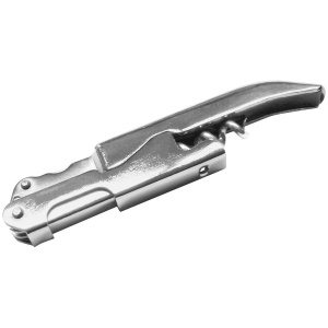 Tirbuson de chelner FACKELMANN cu tragere dubla, deschizator de sticle de vin cu taietor de folie, deschizator de sticle (culoare: argintiu), cantitate: 1 bucata 49459, aprox. 12cm - Img 1