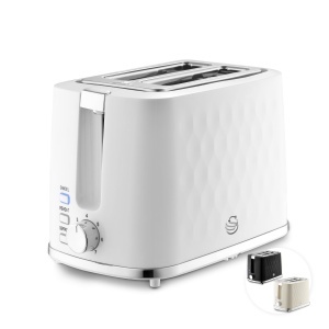 Toaster 2 felii Swan Hexton ST19037WHT, 900 W, alb cu accente cromate
