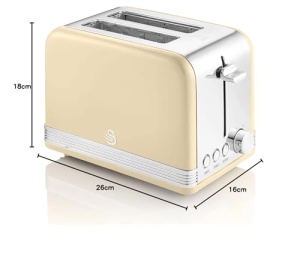 Toaster 2 felii Swan Retro ST19010CNEU, 815W, 6 trepte de rumenire, crem - Img 7