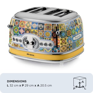 Toaster Ariete 156 Positano 1630W Design Vintage 4 Fante Functie Automatica - Img 2