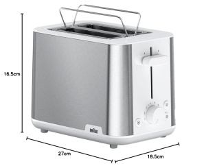 Toaster Braun PurShine HT1510 WH, 900W, 8 Rostgrade, Alb - Img 6