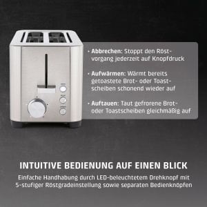 Toaster CASO Classico T 4, pentru 4 felii, 5 niveluri de rumenire, inox - Img 4