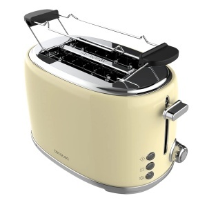 Toaster Cecotec ToastTaste 1000 Retro Double Beige 980W Functie Dezghetare si Incalzire