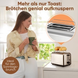 Toaster Clatronic TA 3822, 2 felii, inox, functie de dezghetare - Img 2