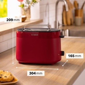 Toaster compact Bosch MyMoment TAT2M124, 800W, 2 felii, functie de decongelare, rosu mat - Img 2
