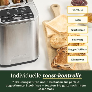 Toaster Cuisinart Smart Elite cu 2 fante, inox, functii Bagel si decongelare - Img 4