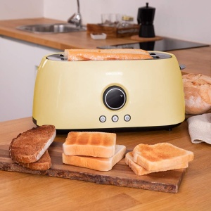 Toaster digital Cecotec ClassicToast 15000, 1500W, 4 felii, 2 sloturi extra-largi, galben - Img 6