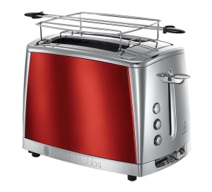 Toaster Russell Hobbs Luna 2 felii, inox, rosu, 1550W