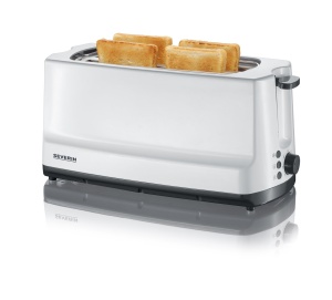 Toaster Severin AT 2234, 1400 W, 4 felii, cu suport pentru chifle, gri-alb