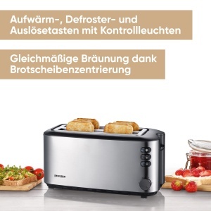 Toaster SEVERIN AT 2509 1400W Inox 4 felii Functie de dezghetare - Img 3