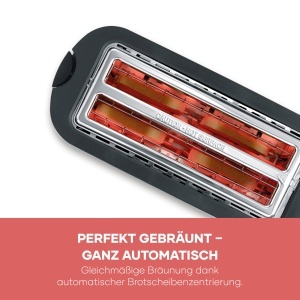 Toaster Severin AT 9341 1400 W InoxNegru Functie decongelare Suport pentru chifle - Img 4