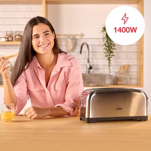 Toaster Solac YeYe 1400 W, 6 nivele de rumenire, 2 fante extra lungi - Img 2