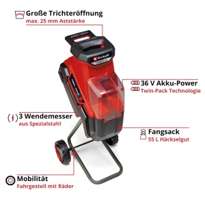 Tocator electric Einhell REDAXXO 3625 36V 55L lame din otel - Img 3