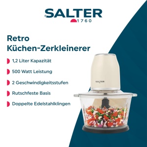 Tocator electric Salter Retro Cream, 1.2 litri, 500 W, lame inox, baza antialunecare - Img 2