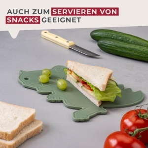 Tocator Fackelmann Dino 23x23 cm Polipropilena Verde cu gri Cu sant pentru lichide - Img 5