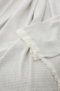 Todocama - Patura din bumbac extra moale cu design GOFRE, cuvertura multifunctionala pentru canapea, pat, husa decorativa si patura Fular (gri deschis, 120 x 180 cm) - Img 2