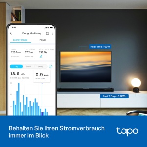 TP-Link Tapo Smart Wi-Fi Socket Tapo P110 cu control al consumului de energie, Smart Home Alexa Socket, Functioneaza cu Alexa, Google Home, Control vocal, Acces de la distanta, Nu este necesar Hub, Mini - Img 2