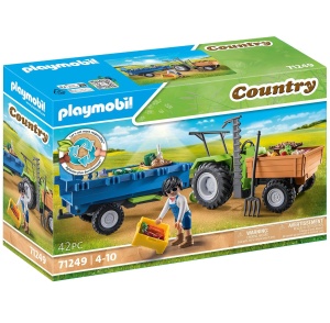 Tractor cu remorca PLAYMOBIL 71249, verde, 42 piese, pentru copii de la 4 ani - Img 3