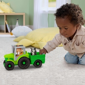 Tractor de jucarie Fisher-Price cu muzica, figurine fermier si caine - Img 2