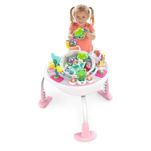 Trampolin pentru bebelusi Bright Starts Bounce Baby, 2 in 1, cu 7 jucarii, roz - Img 15