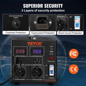 Transformator VEVOR SV-2000VA 2000W cu 4 prize si USB - Img 4