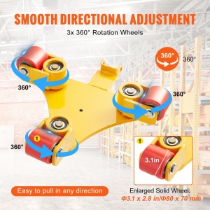 Transportor industrial VEVOR GYW-3T 3 tone roti PU 360deg otel carbon - Img 4