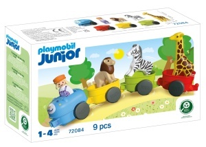 Tren de Jucarie PLAYMOBIL JUNIOR 72084 cu 4 Vagoane si Figurina, Colorat
