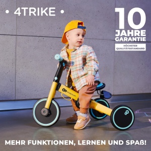 Tricicleta Kinderkraft 3in1 4TRIKE, Easy Ride, Bicicleta fara pedale, pliabila, sa ergonomica, de la 12 luni la 5 ani, galben - Img 2