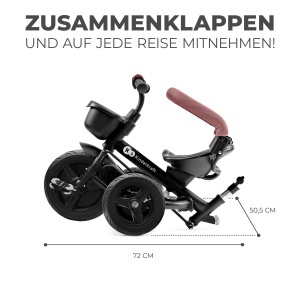 Tricicleta Kinderkraft Aveo, pentru copii de la 9 luni, roz, cu maner si copertina - Img 5