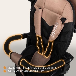 Tricicleta multifunctionala LIONELO Tris Plus Balance Bike de la 9 luni la 5 ani pana la 25 kg, carucior, Roti mari din PU Scaun pivotant 360 deg Ansamblu spatar reglabil fara unelte - Img 7